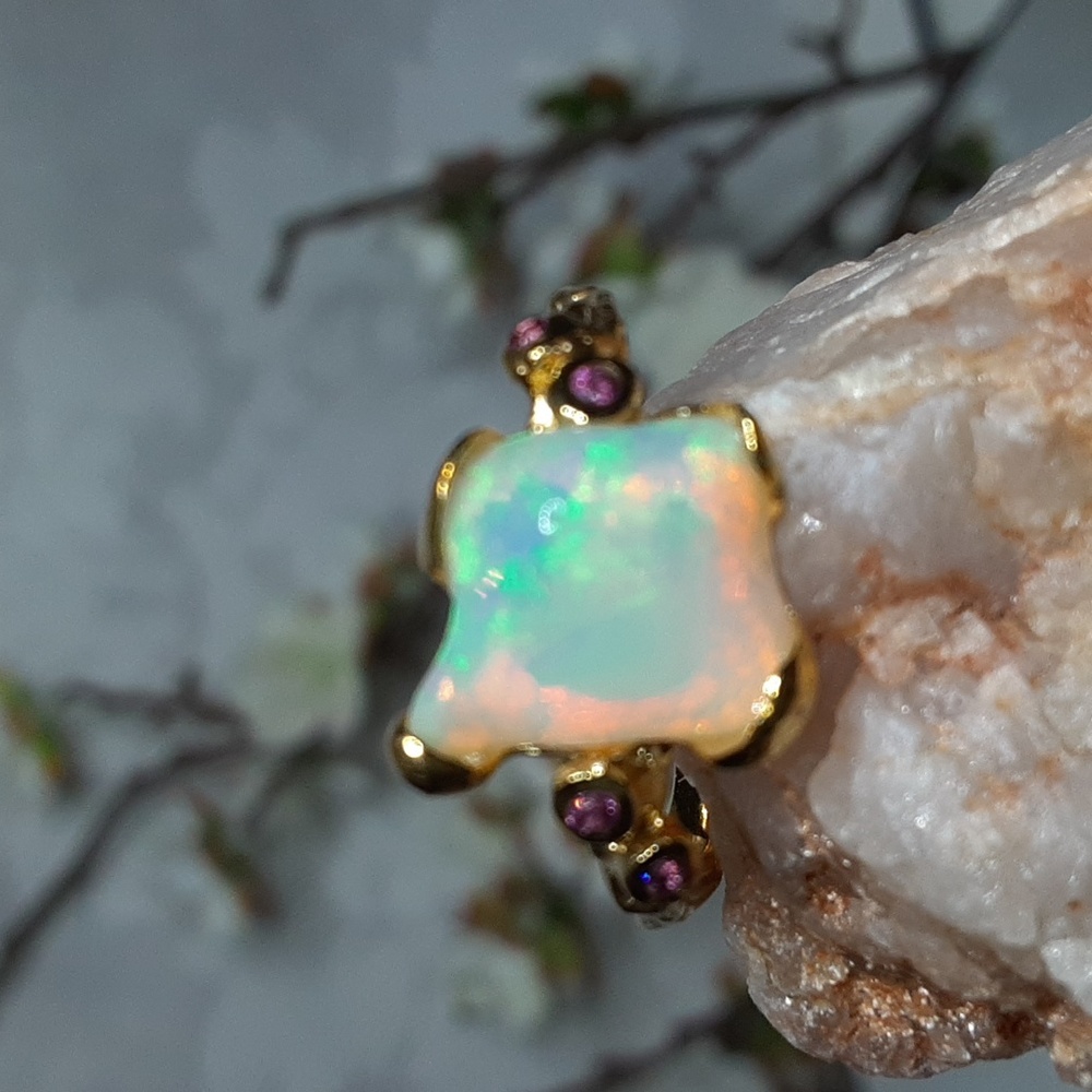 ๐925 Ethiopian Opal, Amethyst, Gold Over Sterling. Price Is Firm. - Picture 11 of 14